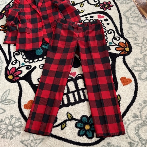 Men's Shinesty Holiday Suit Black and Red Check - Picture 5 of 6